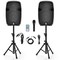 Black Iron Plastic 2-Way Active Speaker System w/ Tripod and Mic